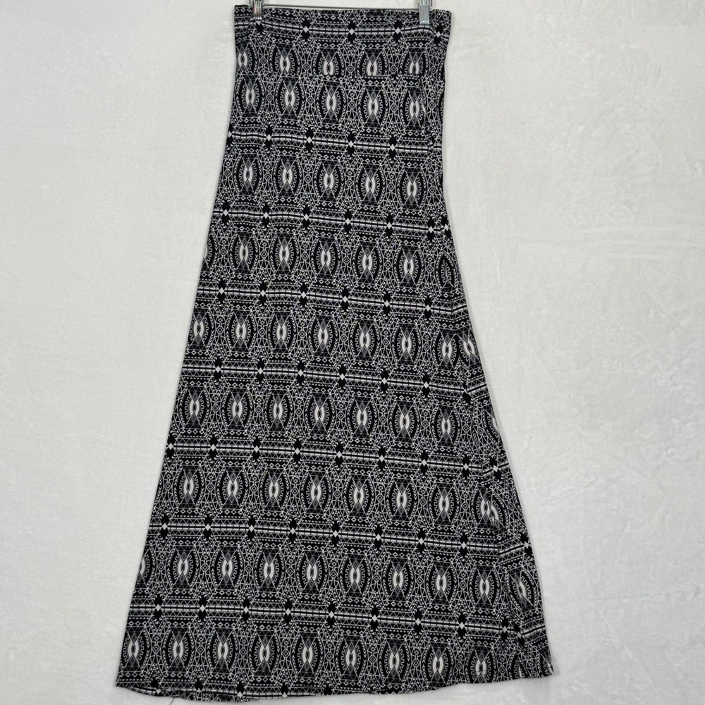 Hot Kiss Black Geometric Print Maxi Skirt S/M